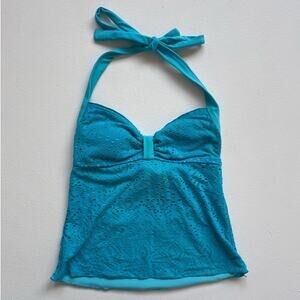 Vtg Y2K ARIZONA JEANS Turquoise Halter Swimwear Cami Top / Sz M / Boho Retro